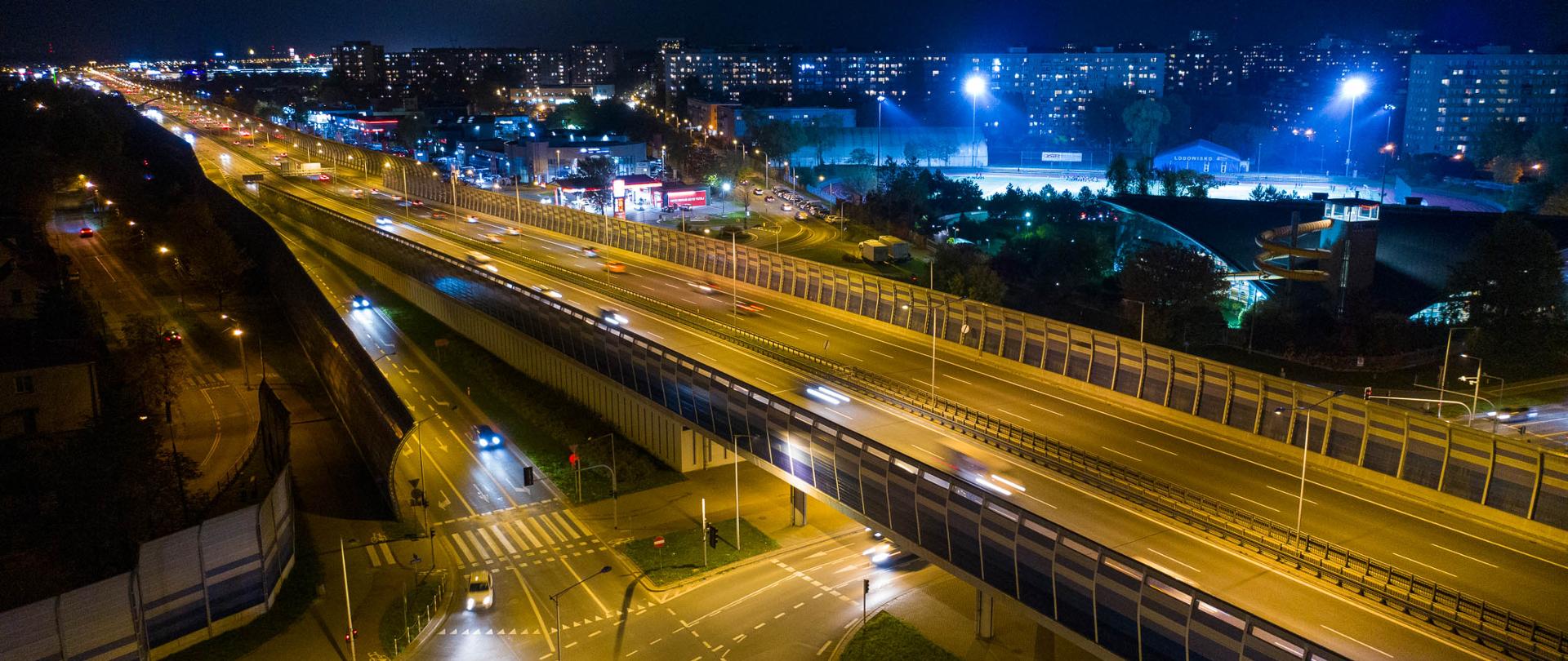 S8_Trasa_Torunska nocą, węzeł Łabiszyńska