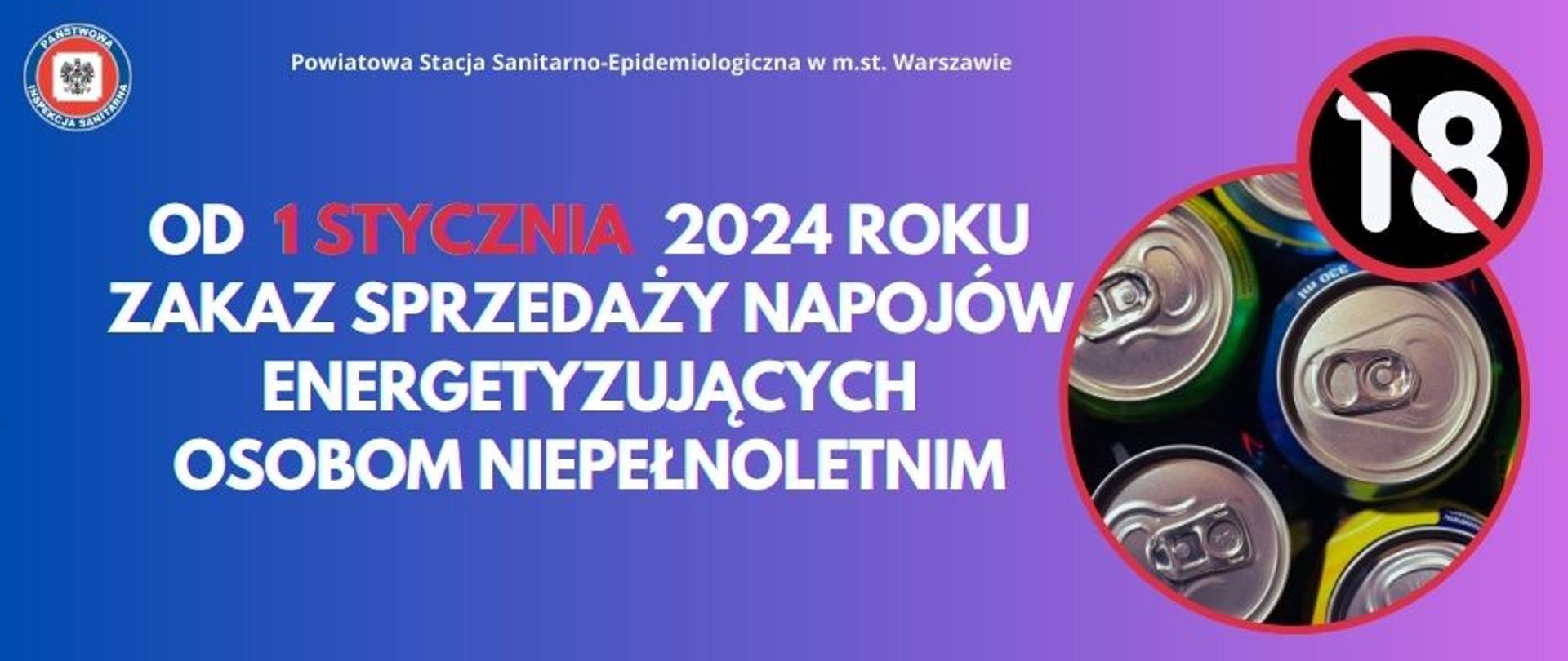 Od 1 stycznia 2024 roku zakaz sprzedaży Napojów energetyzujących
osobom niepełnoletnim
