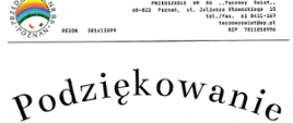 podziękowanie Przedszkole nr 86 Tęczowy Świat w Poznaniu_2024