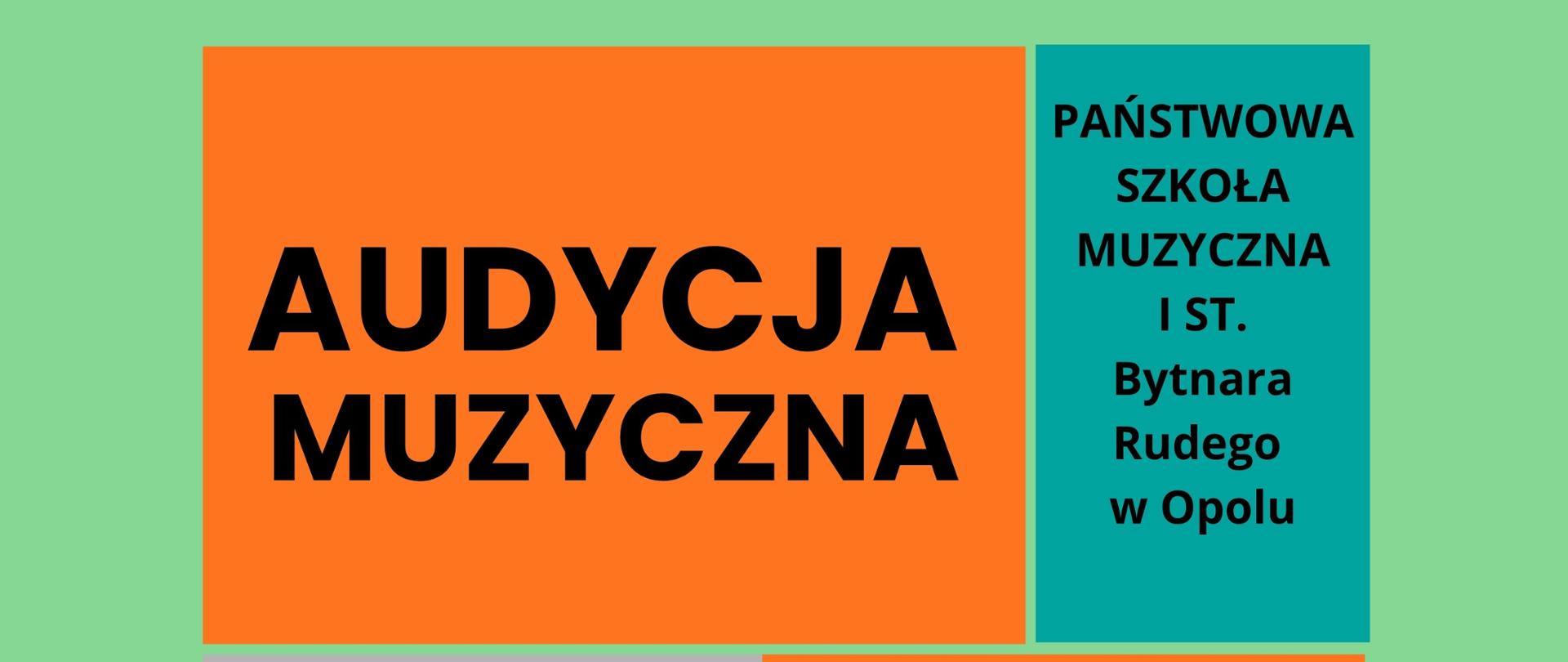Plakat w intensywnych kolorach, z grafiką skrzypiec. Zapowiada audycję muzyczną klasy skrzypiec p. Judyty Niedźwiedzkiej-Mykity, która odbędzie się 29 września 2026 r. o godz. 16:30 w Sali Kameralnej PSM I st. w Opolu.