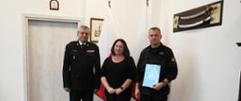 Na zdjęciu Pomorski Komendant Wojewódzki PSP, Komendant Miejski PSP w Gdańsku oraz przedstawicielka Baltic Operator