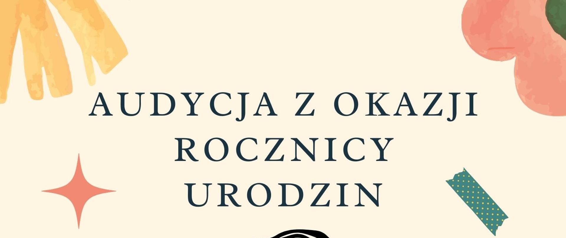 W centralnej części obrazek Fryderyka Chopina na dole informacja o terminie miejscu i godzinie odbywania się audycji z okazji rocznicy urodzin Fryderyka Chopina wszystko na kremowym tle 