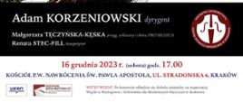 Zdjęcie G.F.Handla Koncert 16.12.2023 godz.17.00 Kościół p.w. św.Pawła Apostoła ul. Stradomska