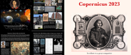 Grafika przedstawiająca sylwetkę Mikołaja Kopernika. Składa się z dwóch części. Po prawej stronie zdjęcie Kopernika. Po lewej historia życia