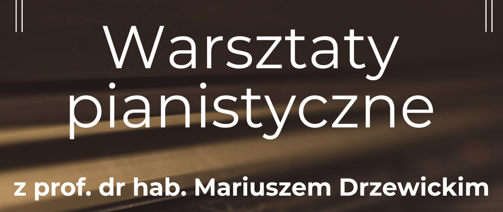 Plakat ze szczegółami wydarzenia na tle zdjęcia klawiatury fortepianu