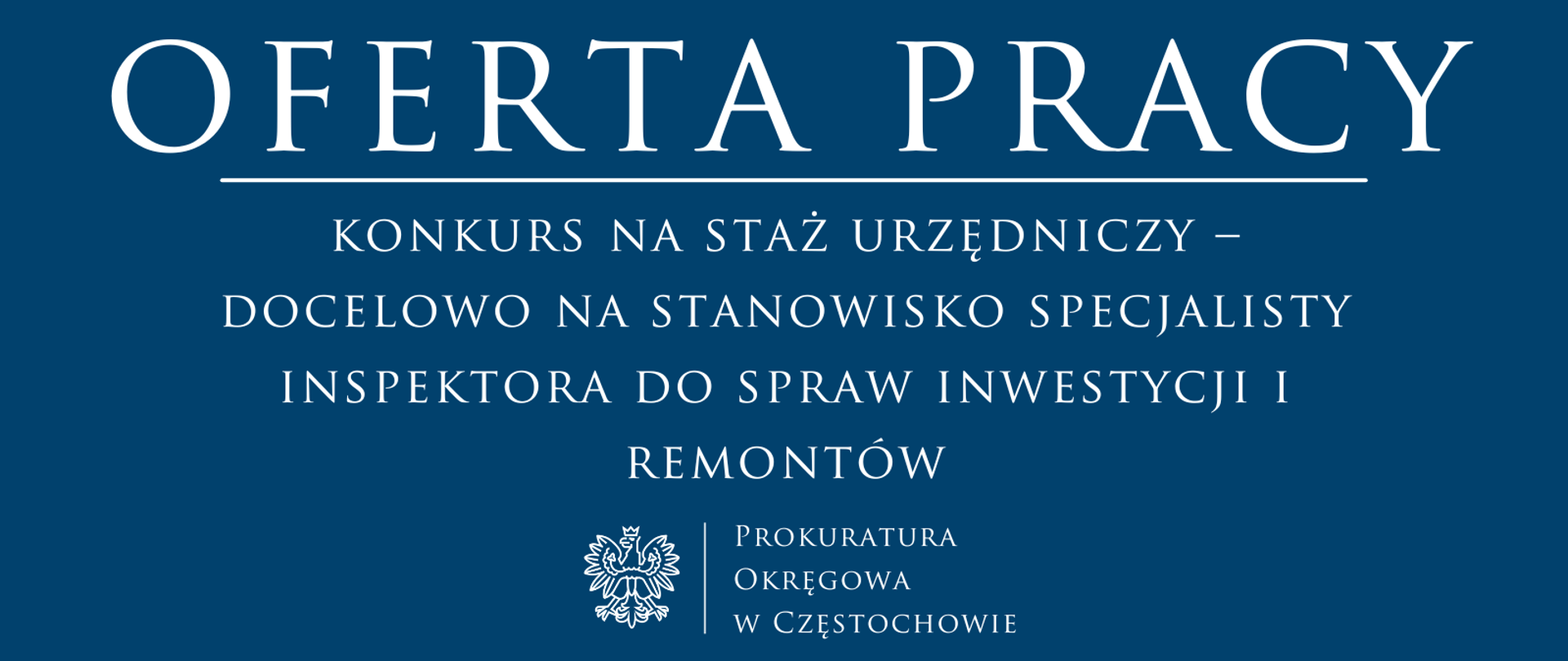 konkurs na staż urzędniczy – docelowo na stanowisko specjalisty inspektora do spraw inwestycji i remontów