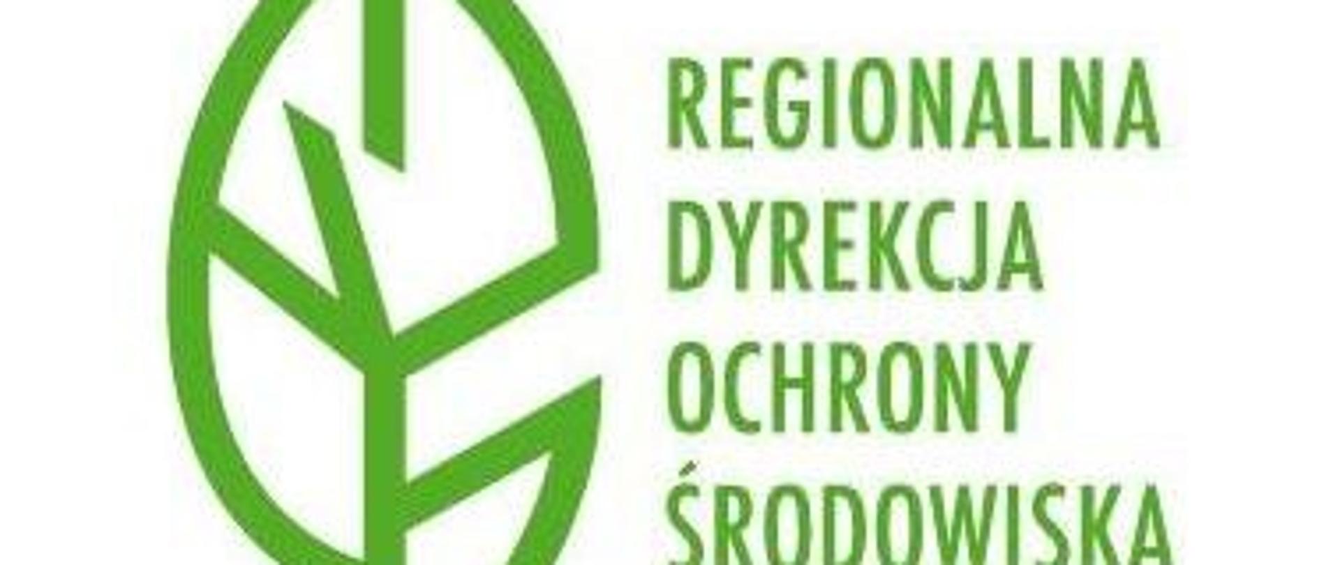 Logo Regionalnej Dyrekcji Ochrony Środowiska przedstawiające zielony liść na białym tle