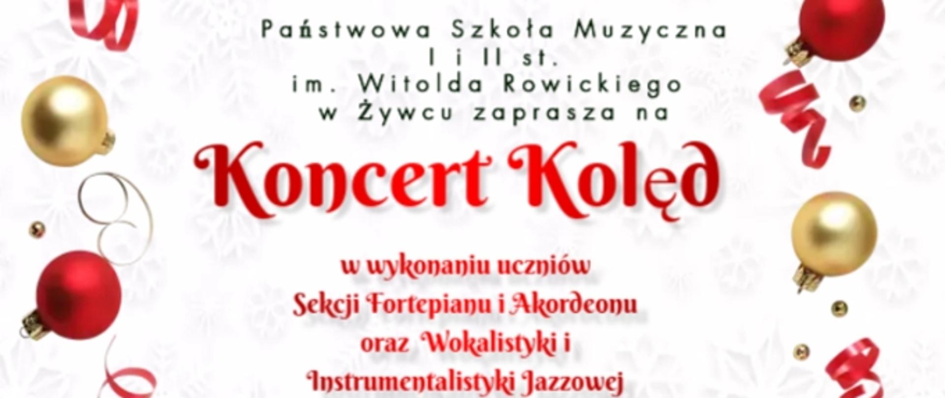 Plakat Koncert Kolęd Sekcji Fortepianu i Akordeonu, Wokalistyki i Instrumentalistyki Jazzowej 