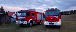 Samochody ratowniczo-gaśnicze JRG Sejny i OSP Berżniki podczas działań w miejscowości Zelwa 