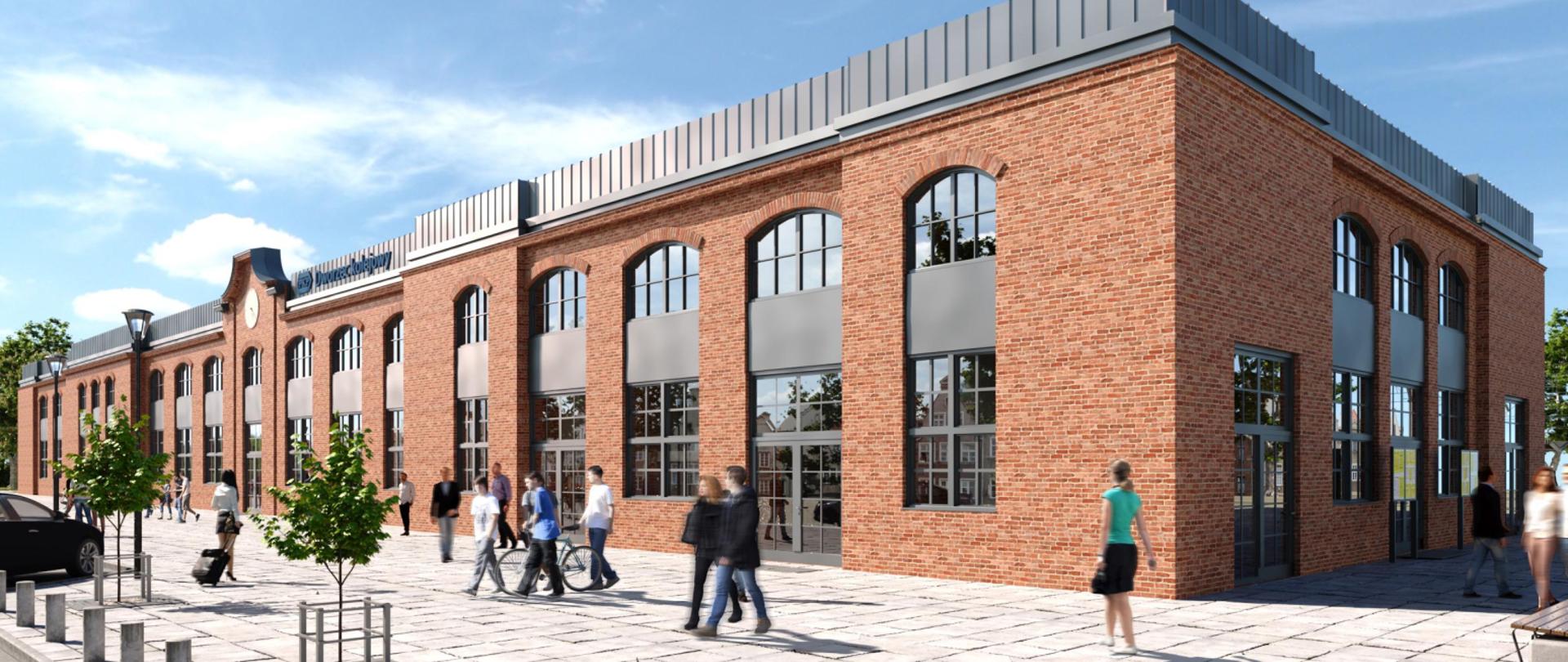 Wizualizacja dworca kolejowego w Siedlcach - widok od frontu