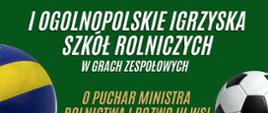 I Ogólnopolskie Igrzyska Szkół Rolniczych w Grach Zespołowych o Puchar Ministra Rolnictwa i Rozwoju Wsi.