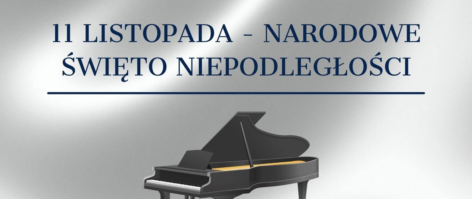 Tło w formie flagi. Na białej części treść obejmuje organizatorów i nazwę imprezy. Poniżej na czerwonym tle ramowy program, data i miejsce imprezy. Na środku plakatu grafika fortepianu, na czerwonym tle po prawej stronie muzyczna grafika; klucz wiolinowy na artystycznie wygiętej pięciolinii, na której są umieszczone nuty.