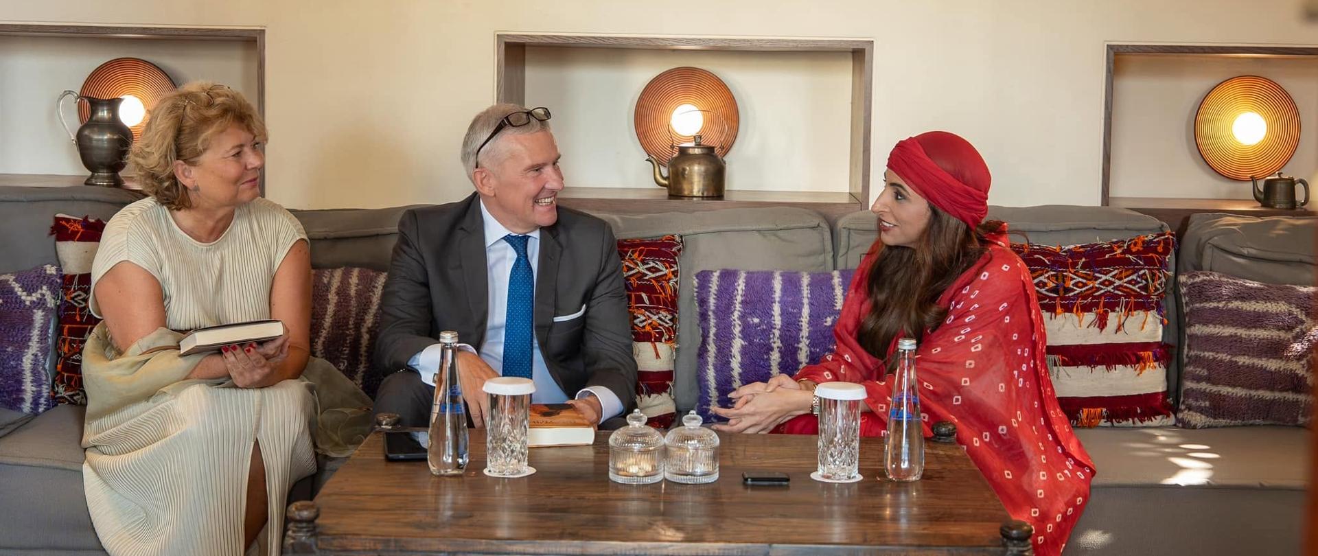 Charge d'affaires Grzegorz Gawin, his wife anna Gawin and Her Highness Sheikha Bodour Al Qassimi 
