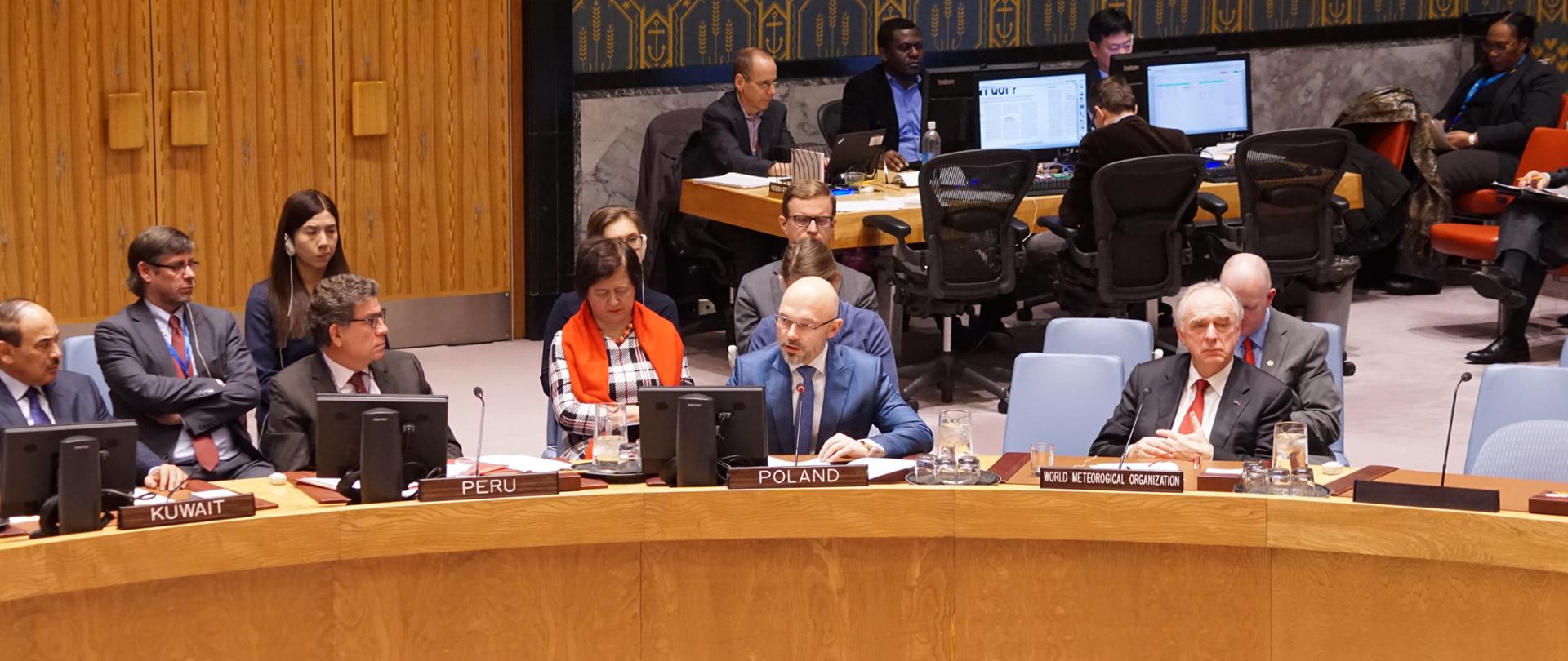 wiceminister środowiska Michał Kurtyka podczas Otwartej debaty Rady Bezpieczeństwa ONZ
