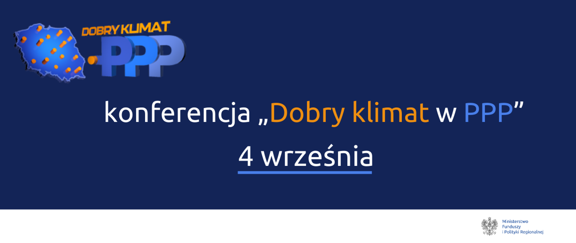 Grafika z tekstem: konferencja Dobry Klimat w PPP, 4 września 2020 r.