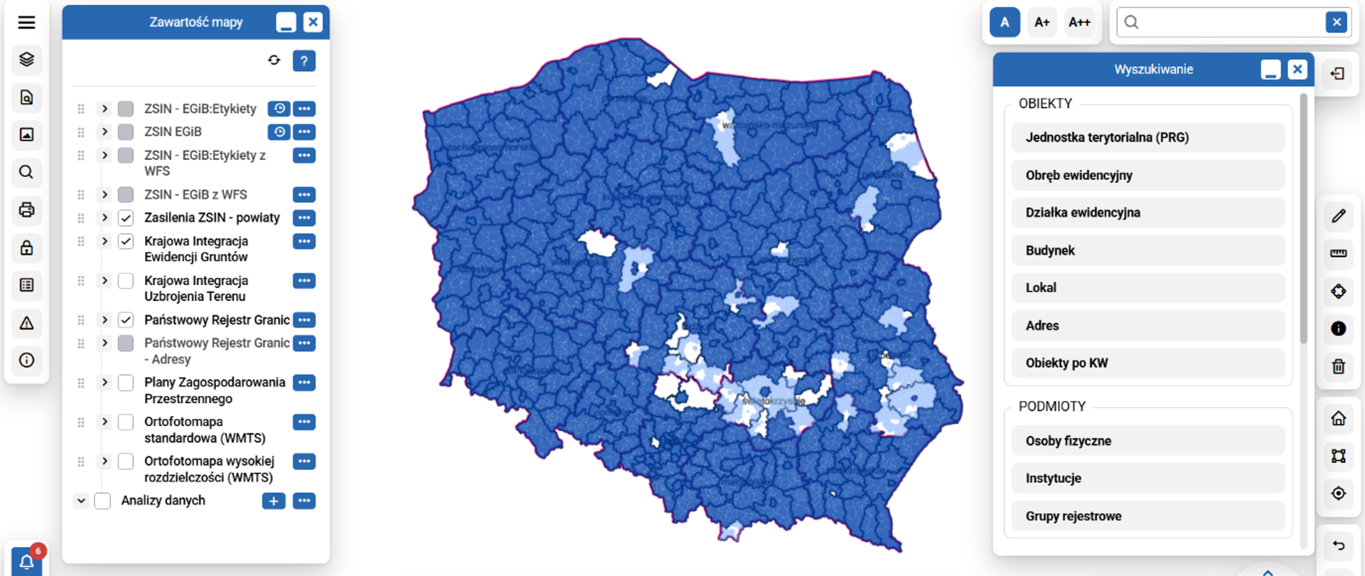 interfejs systemu ZSIN