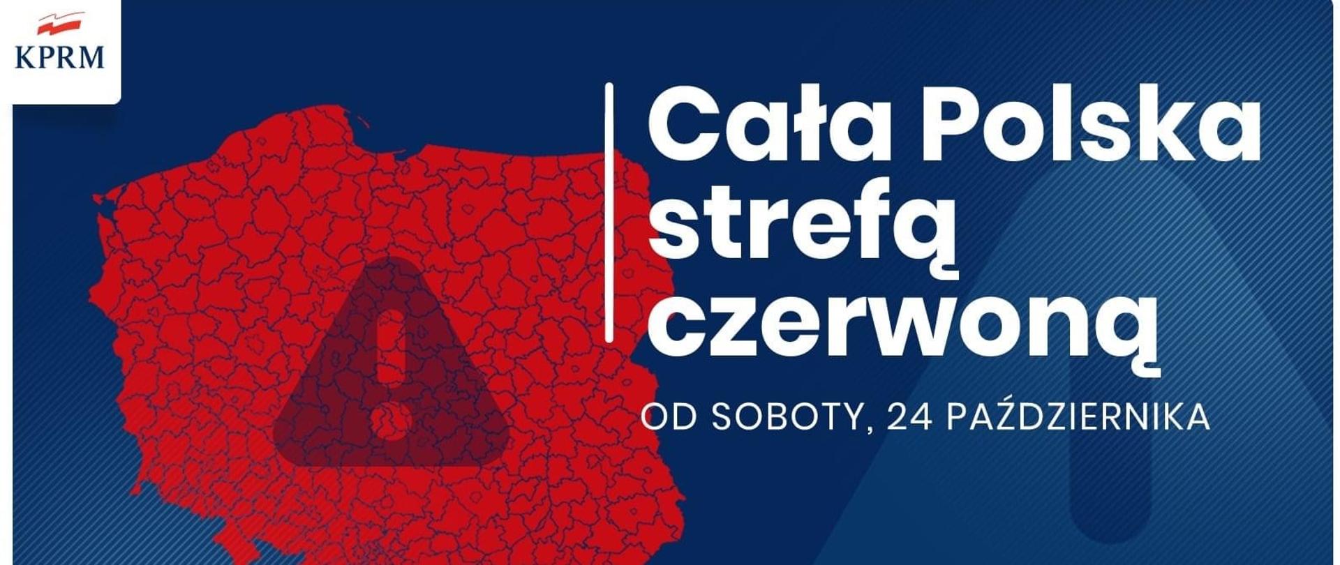 grafika z mapą Pilski całą na czerwono z wykrzyknikiem