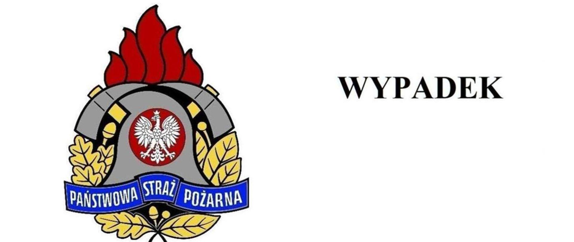 Widać logo PSP na białym tle, po prawej napis wypadek