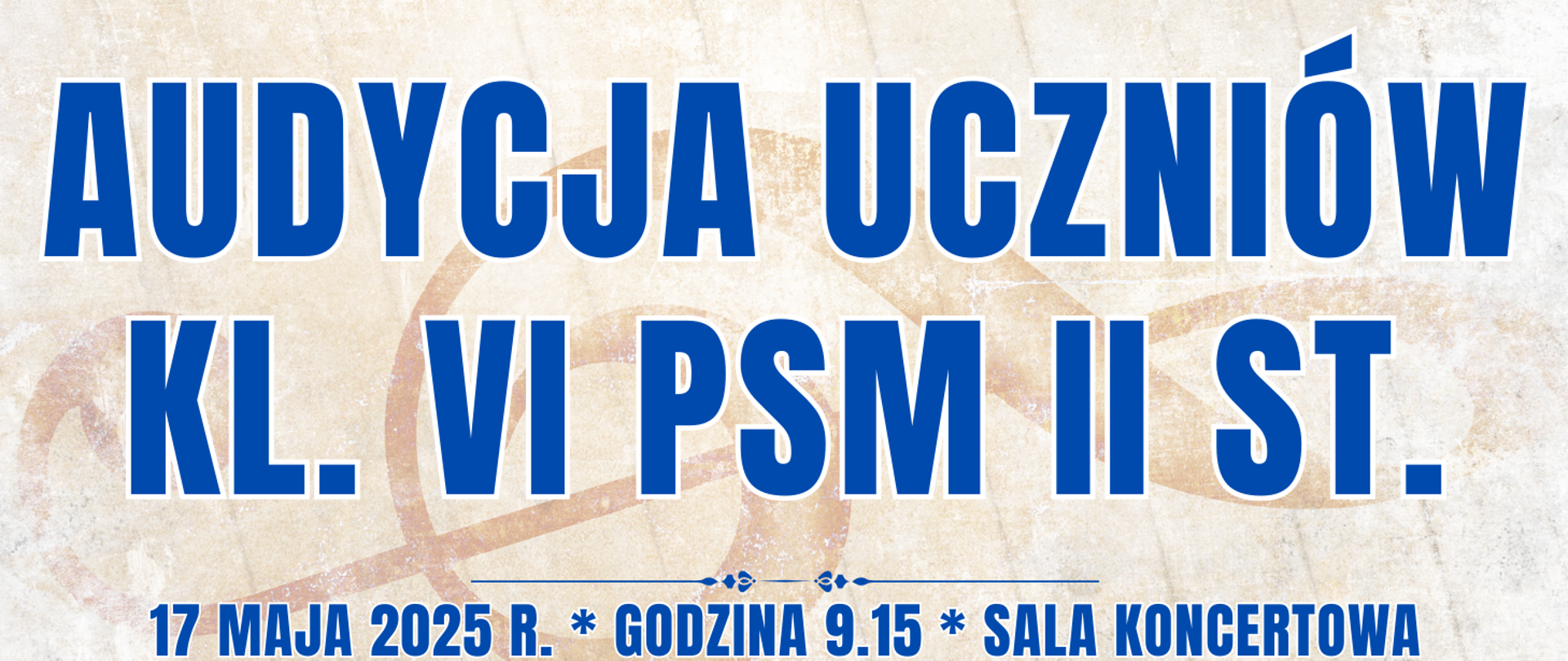 baner w jasnym kolorze w tle półprzezroczysty klucz wiolinowy oraz informacja o wydarzeniu