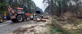 Ścinka drzew przez strażaków i żołnierzy