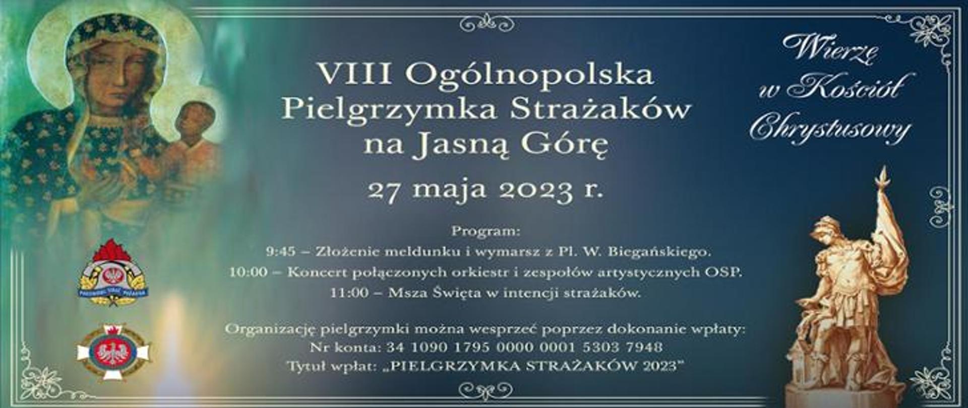Plakat informacyjny pielgrzymki strażaków