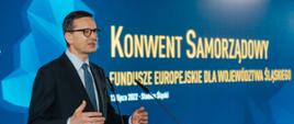 Prime Minister Mateusz Morawiecki during the Local Government Convention in Chorzów.