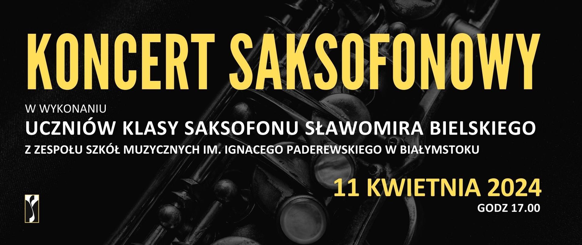 Na czarnym tle plakatu umieszczony jest ciemna wtapiająca się w tło grafika przedstawiająca fragment korpusu saksofonu. Na poziomym plakacie od góry umieszczone są od góry informacje o koncercie - Nazwa i wykonawcy a także żółtą czcionką po prawej stronie data i godzina koncertu, po prawej stronie na dole logo organizatora koncertu