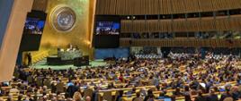 Konferencja wodna ONZ 2023 w sali Zgromadzenia Ogólnego