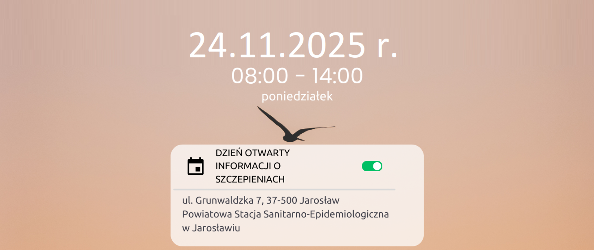 Dzień Otwarty Informacji o SZCZEPIENIACH do Powiatowej Stacji Sanitarno-Epidemiologicznej w Jarosławiu w dniu 24.11.2025 r.