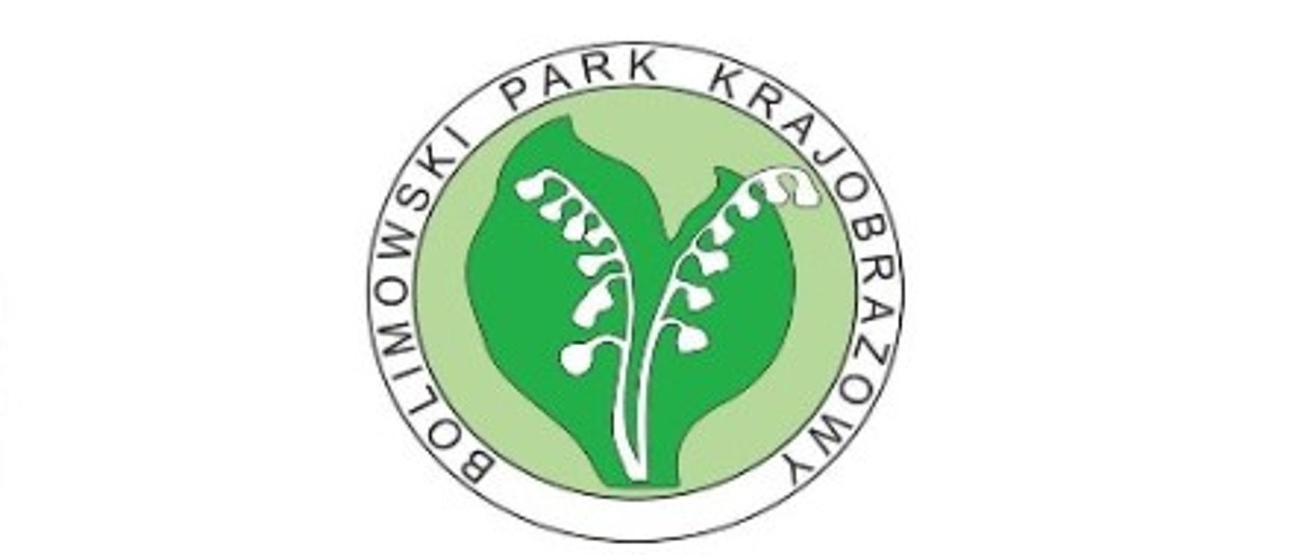 Okrągłe logo Parku Krajobrazowego z zielonym tłem, białym symbolem stylizowanego drzewa oraz białym napisem „Park Krajobrazowy” wzdłuż krawędzi.
