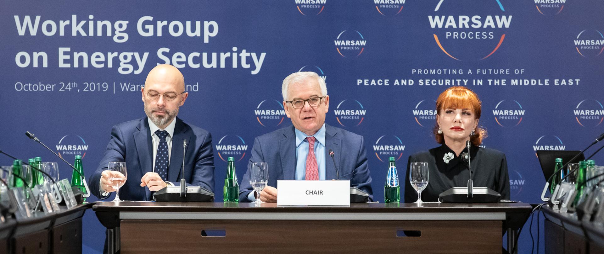 Minister Jacek Czaputowicz otworzył posiedzenie Grupy Roboczej ds. Bezpieczeństwa Energetycznego w ramach Procesu Warszawskiego