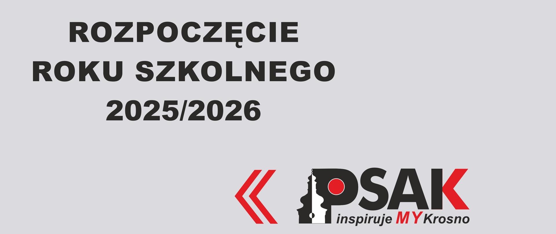 Na szarym tle czarny napis Rozpoczęcie roku szkolnego 2025 2026. Na dole po prawej stronie logo Studium. 