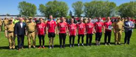 Drużyna KP PSP w Wieruszowie podczas wręczenia medali za III miejsce XXVI Mistrzostwa Województwa Łódzkiego w Sporcie Pożarniczym