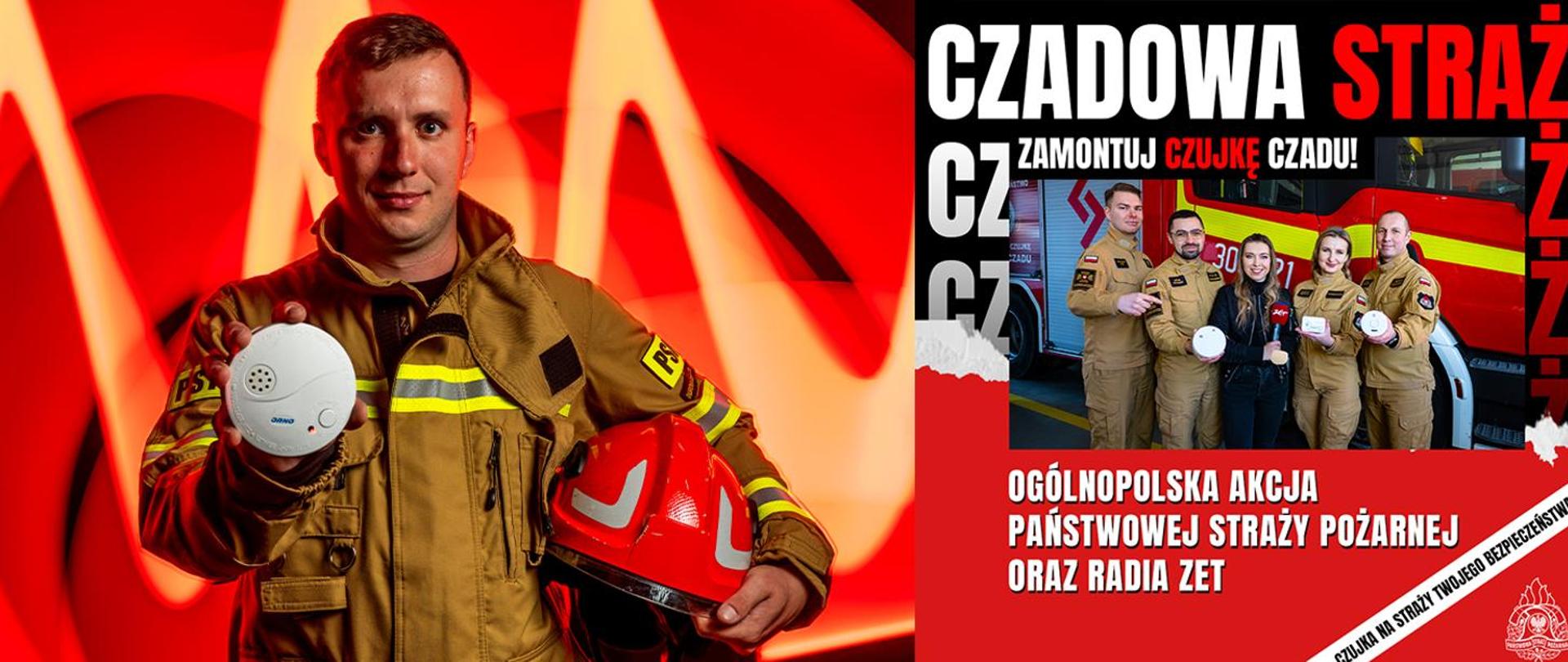 Zdjęcie przedstawia kampanie promocyjną czujek tlenku węgla oraz dymu w ramach promocji bezpieczeństwa pożarowego w budynkach mieszkalnych.