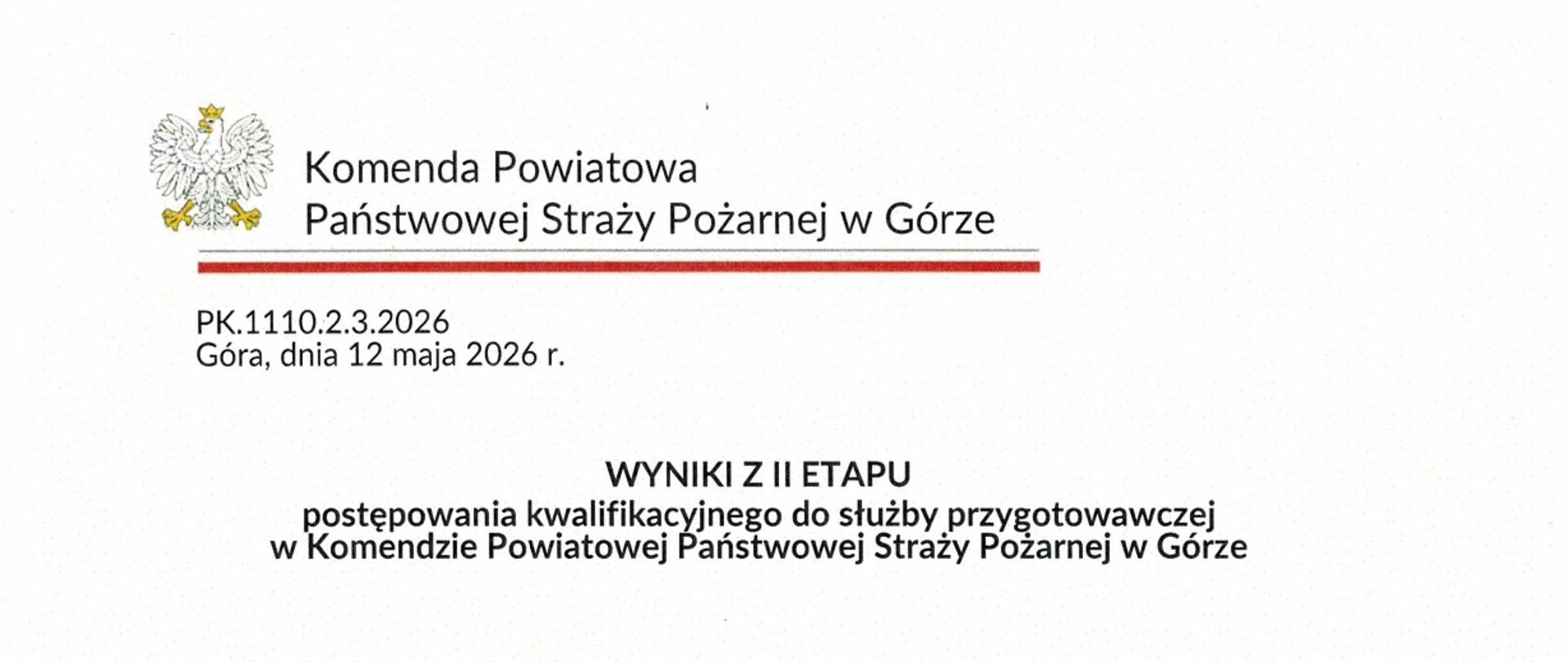Wyniki z II etapu naboru