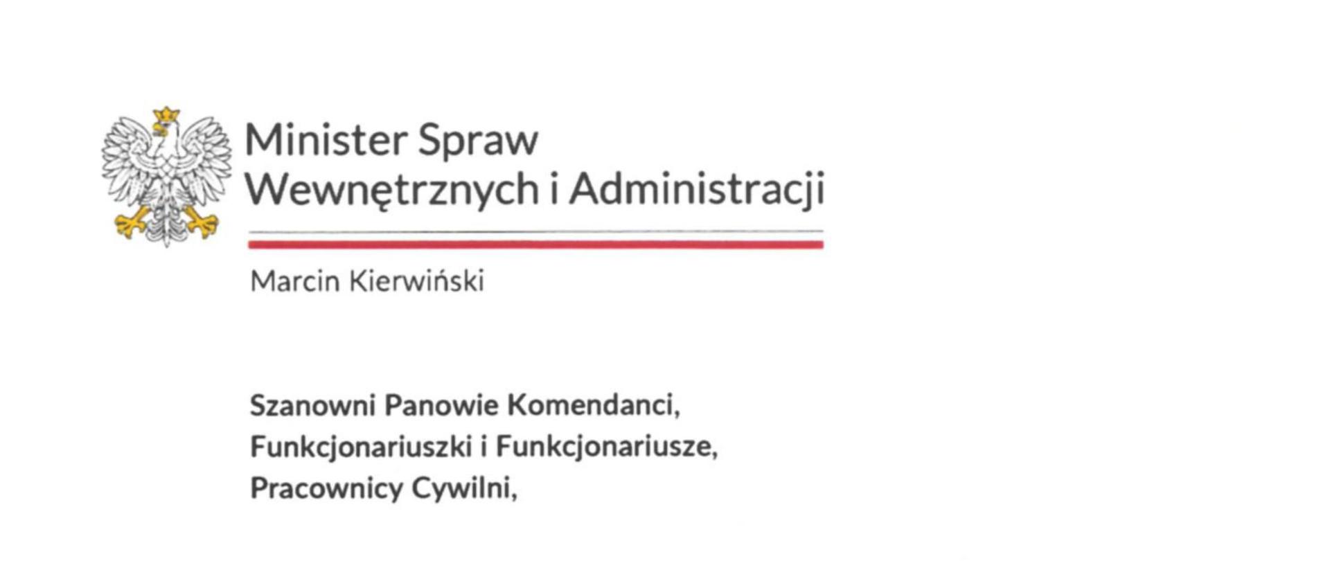 List Ministra Spraw Wewnętrznych i Administracji odnośnie uczestnictwa służb w wielkiej orkiestrze świątecznej pomocy