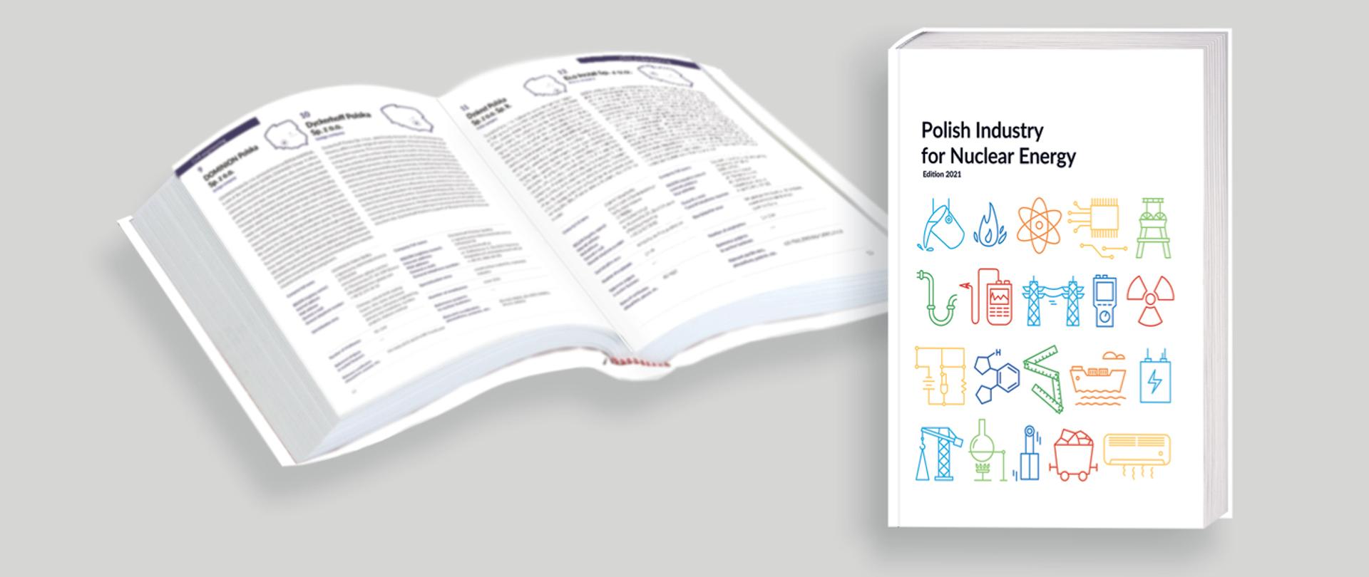 Widok okładki oraz 2 stron z katalogu "Polish Industry for Nuclear Energy"