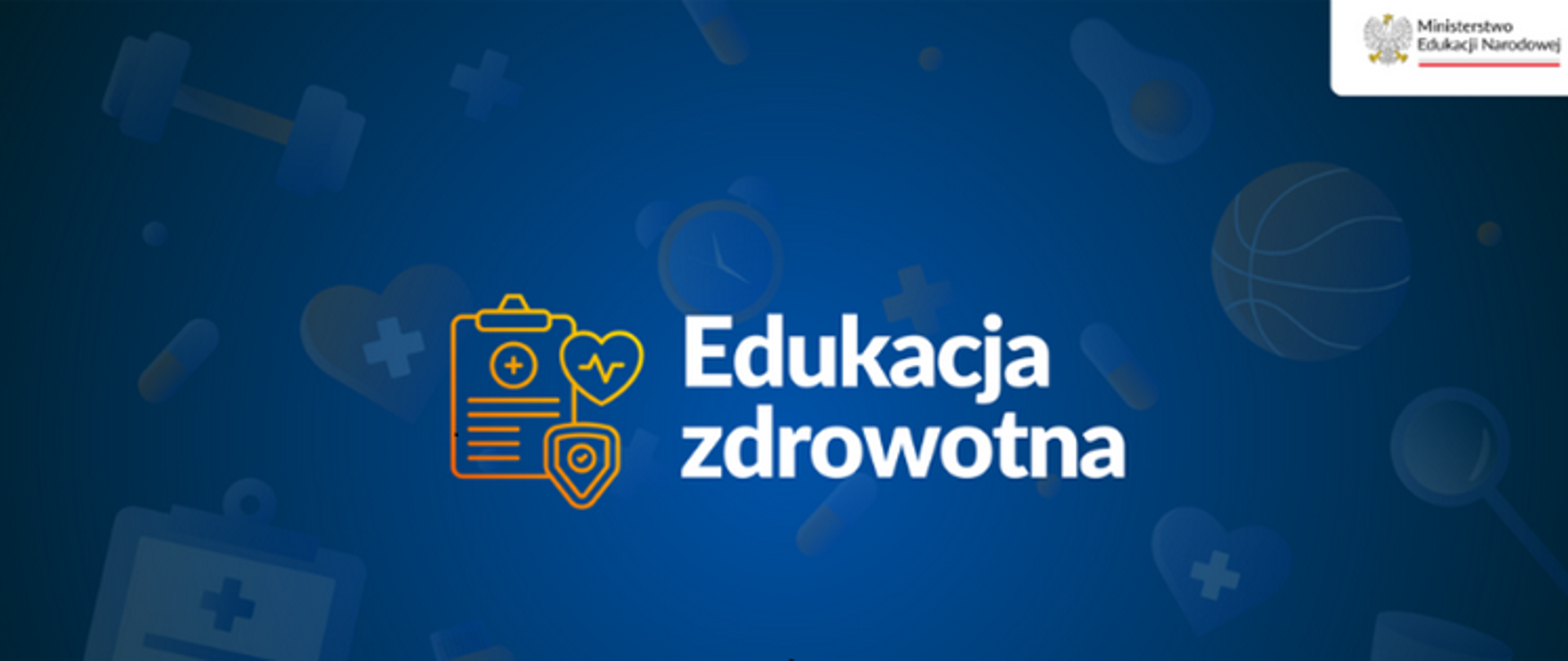 Grafika w formacie png, na której, na niebieskim tle widnieje napis Edukacja zdrowotna.