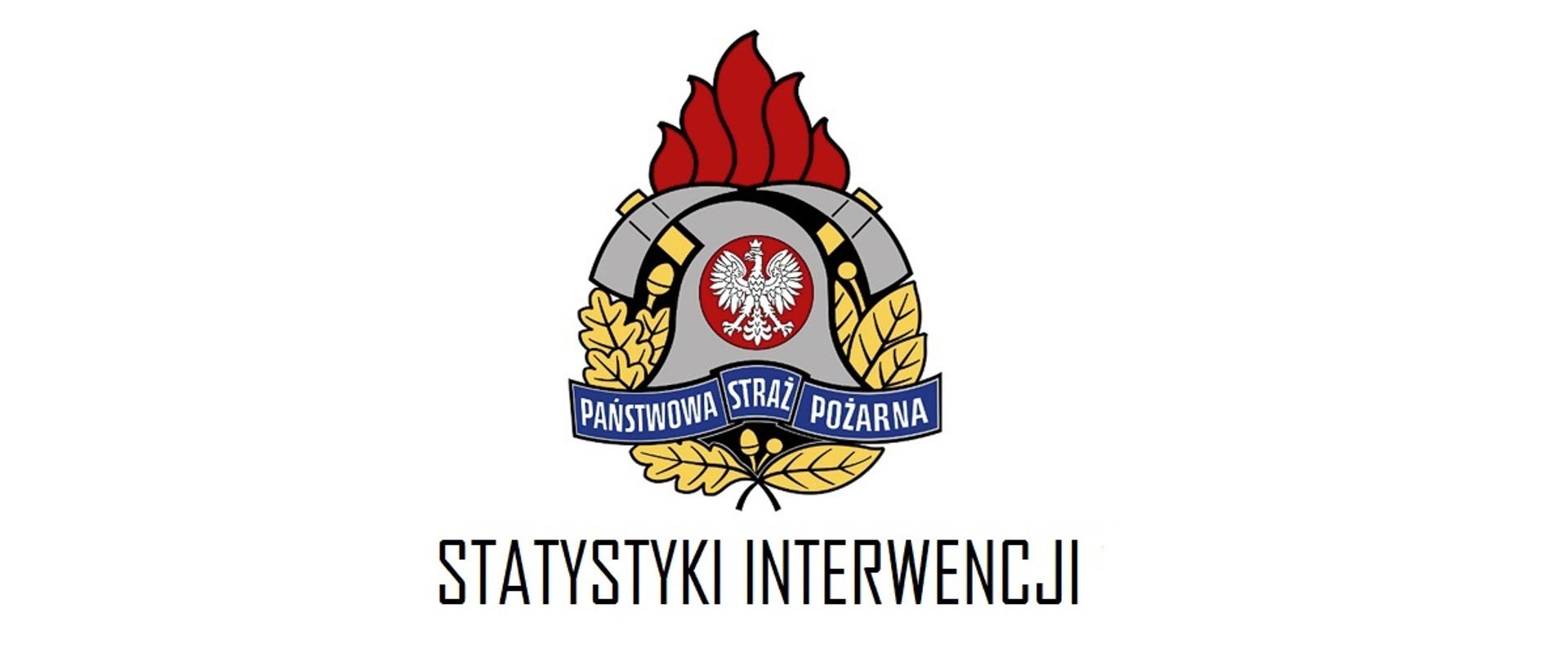  Logo Państwowej Straży Pożarnej oraz napis: Statystyki interwencji 