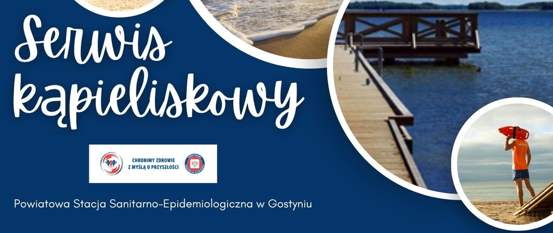 Serwis kąpieliskowy, w tle miejsce do kąpania