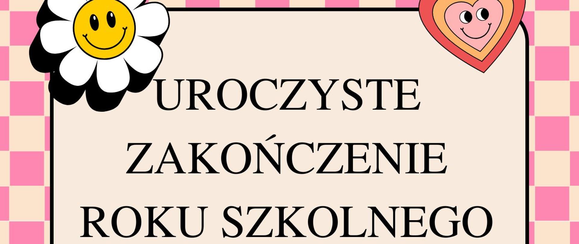 Beżowo-różowy plakat z czarnymi literami.