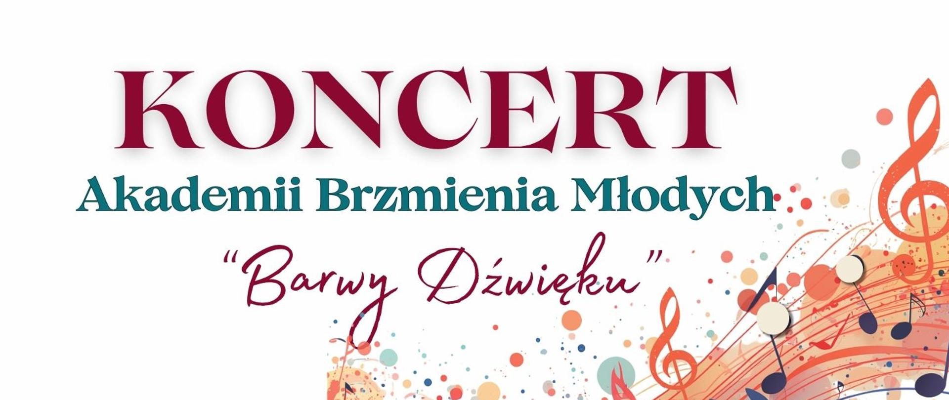 Baner plakatu koncertowego - Koncert Akademii Brzmienia Młodych "Barwy Dźwięku"