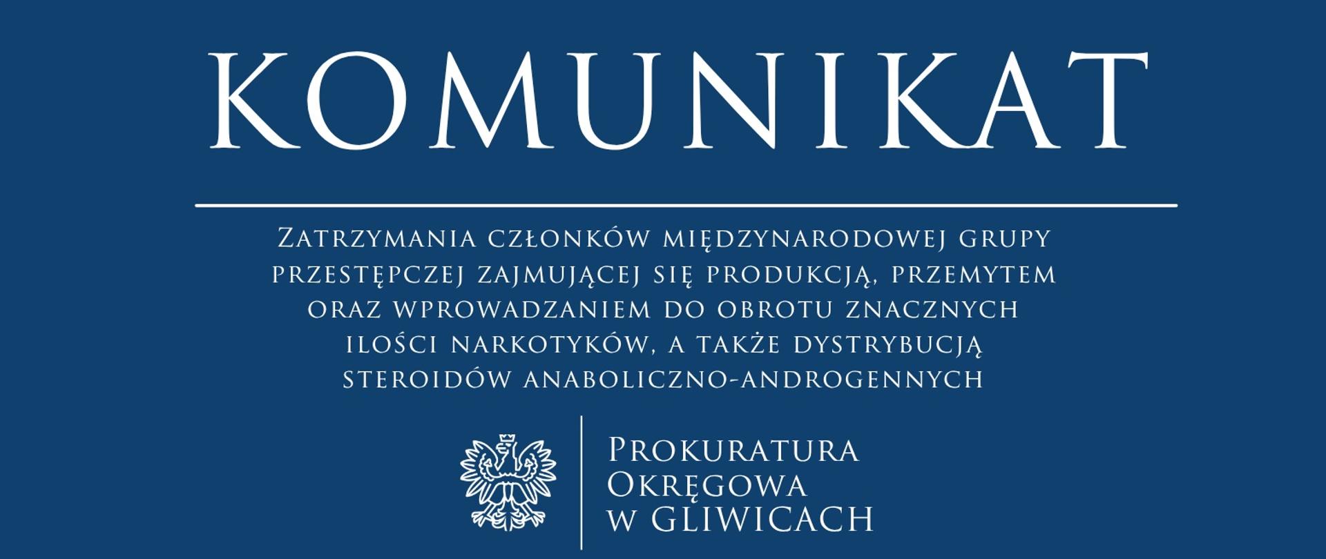 Zatrzymania członków międzynarodowej grupy przestępczej zajmującej się produkcją, przemytem oraz wprowadzaniem do obrotu znacznych ilości narkotyków, a także dystrybucją steroidów anaboliczno-androgennych