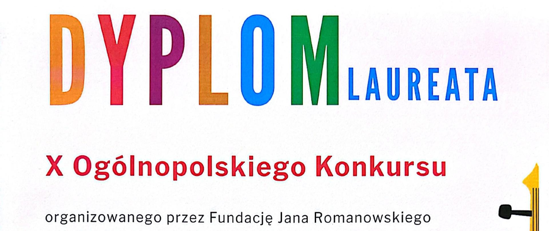 Dyplom Laureata dla Natalii Pustelnik w dziesiątym Ogólnopolskim Konkursie w ramach Festiwalu Presto, edycja online dnia dziesiątego czerwca dwa tysiące dwudziestego szóstego roku