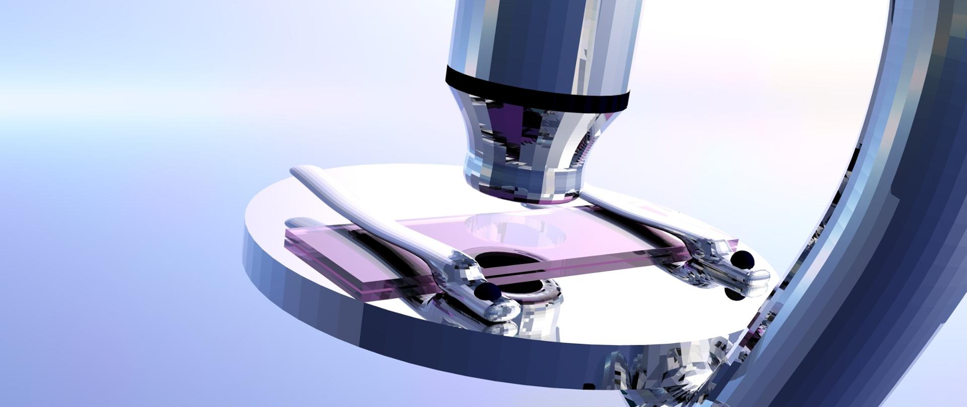 Na zdjęciu widać mikroskop.