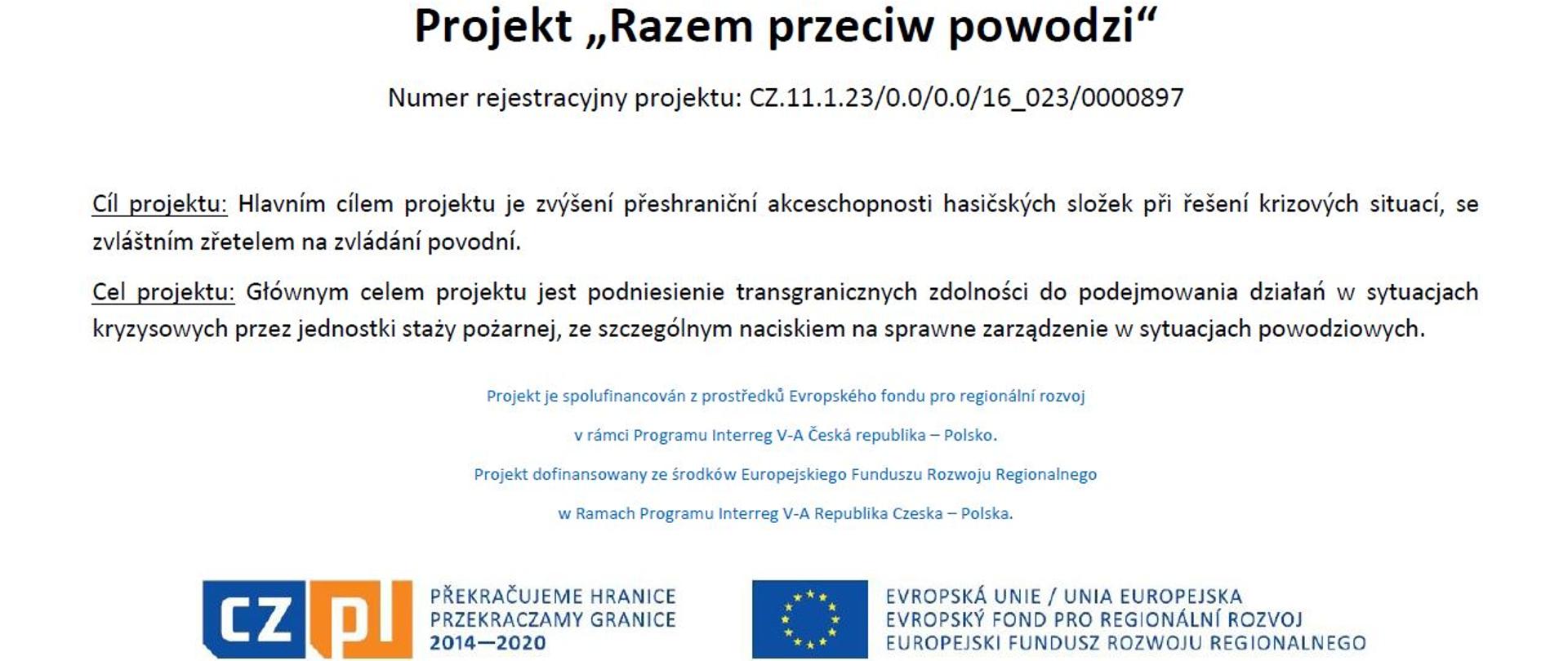 Plakat projektu unijnego pn.: "Razem przeciw powodzi"