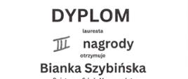 Dyplom dla Bianki Szybińskiej za zajęcie trzeciego miejsca w I Konkursie Skrzypcowa Przygoda Wrocław 2023