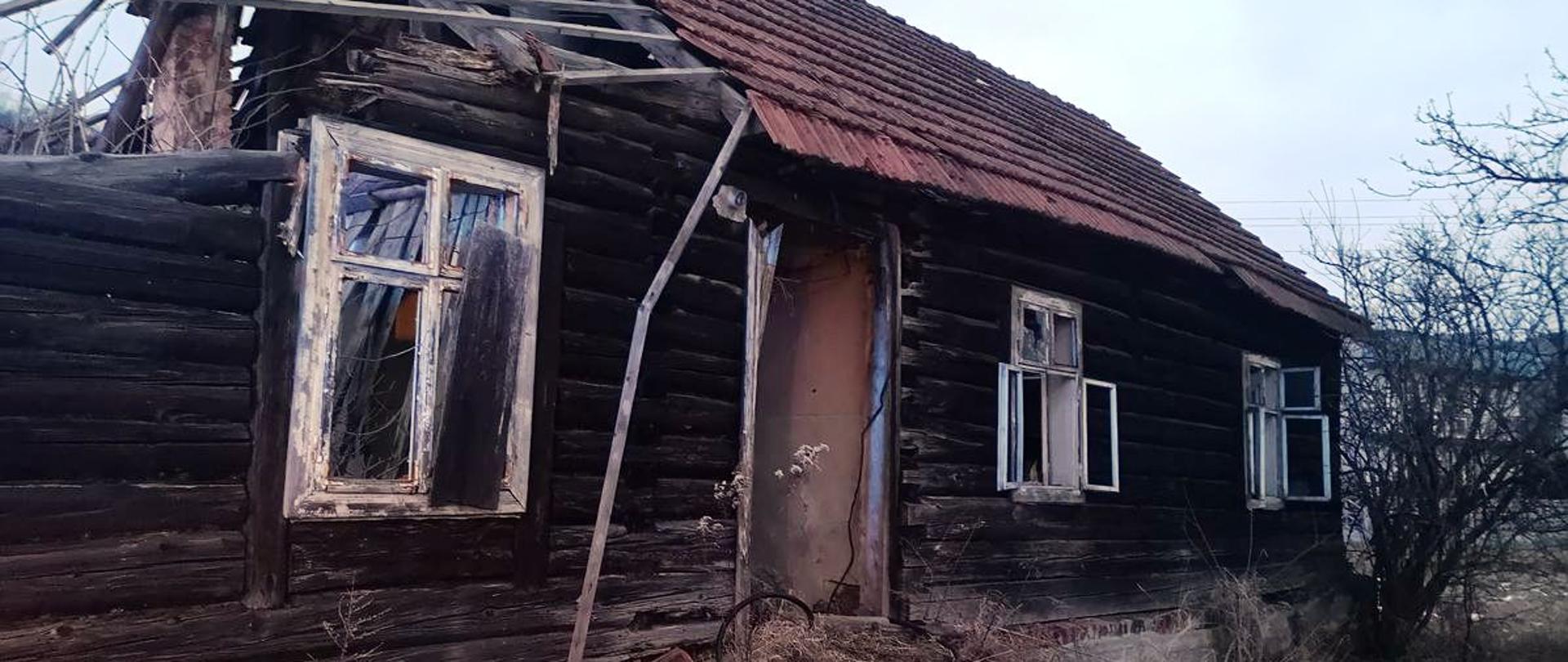 Widok budynku w którym powstał pożar.