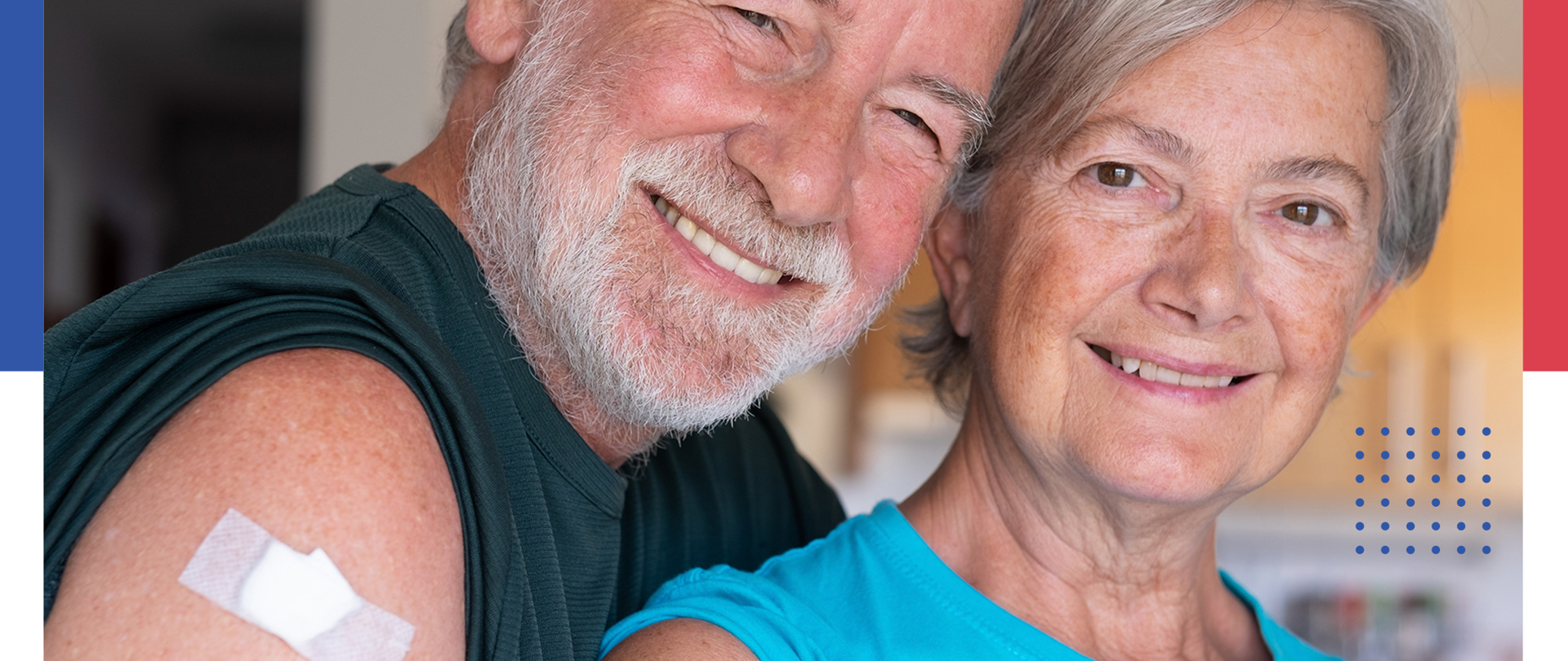 Dwie osoby, szczepienie, opatrunek