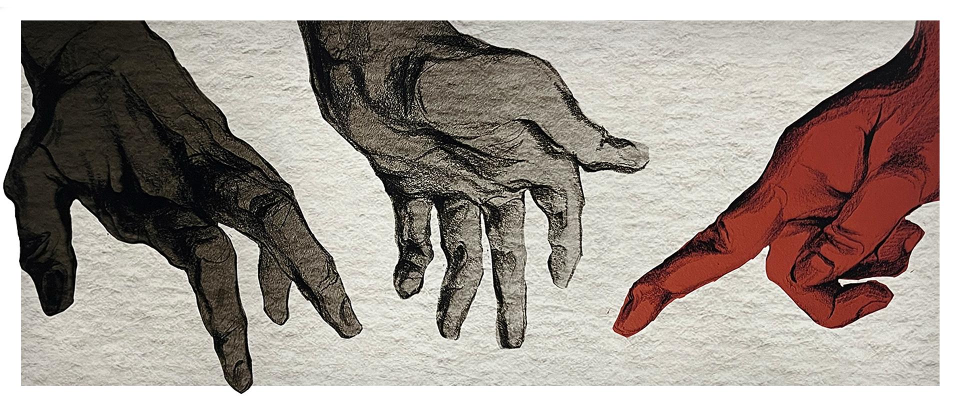 rysunki dłoni na fakturze papieru